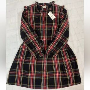 Worn once for Christmas. Crewcuts Black Plaid Long-Sleeve Dress
